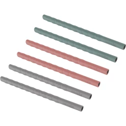 Everyday® Baby Trinkhalme Silikon 6er-Set, Grau/grün/rot