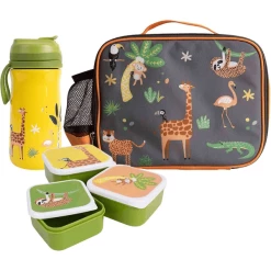Ladelle Kinder Lunchtaschenset Jungle 5er Set Braun