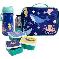 Ladelle Kinder Lunchtaschenset Ocean 5er Set Blau