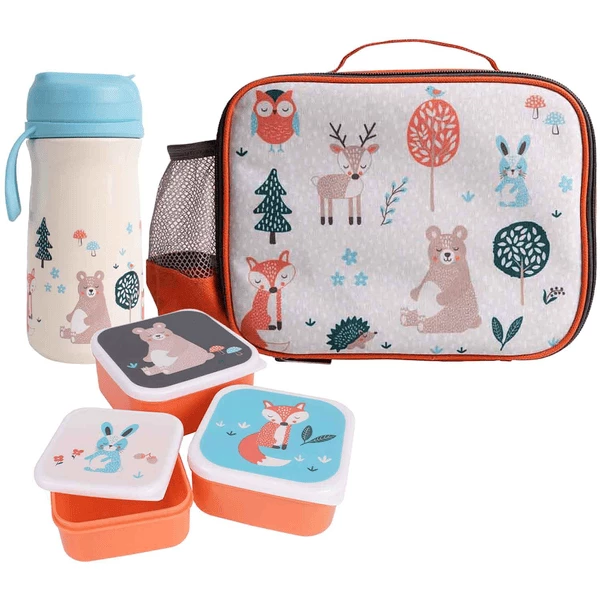 Ladelle Kinder Lunchtaschenset Woodland 5er Set Beige 3 Ladelle Kinder Lunchtaschenset Woodland 5er Set Beige