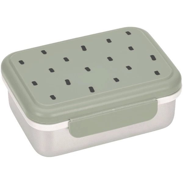 LÄSSIG Brotdose Aus Edelstahl, Happy Prints Light Olive 2 LÄSSIG Brotdose Aus Edelstahl, Happy Prints Light Olive