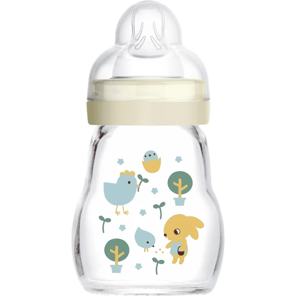 MAM Glasflasche Feel Good Blau 170 Ml 0+ Monate, Hase/Küken 3 MAM Glasflasche Feel Good Blau 170 Ml 0+ Monate, Hase/Küken