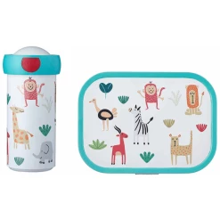 Mepal Brotdose + Verschlussbecher Campus 300 Ml + 700 Ml 2er Set Weiß-türkis