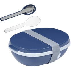 Mepal Lunchbox Duo Mit Besteck Ellipse 22,5 X 17,5 Cm Blau