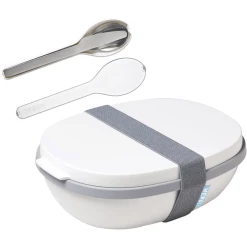 Mepal Lunchbox Duo Mit Besteck Ellipse 22,5 X 17,5 Cm Weiß