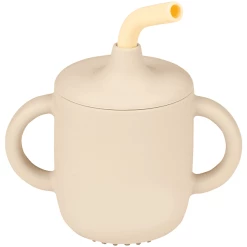 Nattou Silicon Becher Mit Strohhalm Sandfarbe / Vanille