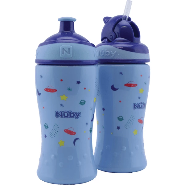 Nuby Nûby Trinkhalmflasche Und Trinkflasche Mit Pop-Up Verschluss 360ml Ab 12 Monate, Blau, 2 Stück 3 Nuby Nûby Trinkhalmflasche Und Trinkflasche Mit Pop-Up Verschluss 360ml Ab 12 Monate, Blau, 2 Stück