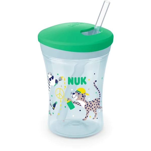 NUK Trinklernbecher Action Cup Weicher Trinkhalm, Auslaufsicher Ab 12 Monaten Grün 3 NUK Trinklernbecher Action Cup Weicher Trinkhalm, Auslaufsicher Ab 12 Monaten Grün