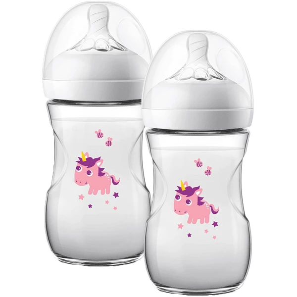 Philips Avent Natural Flasche SCF070/25, 260ml, 2 Stück, Einhorn 3 Philips Avent Natural Flasche SCF070/25, 260ml, 2 Stück, Einhorn