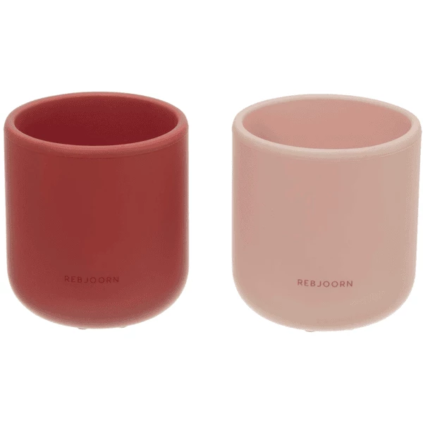 Rebjoorn Kinder Trinkbecher-Set Rutschfeste Silikon Kinder Trinkbecher (2-tlg) Red_pink 3 Rebjoorn Kinder Trinkbecher-Set Rutschfeste Silikon Kinder Trinkbecher (2-tlg) Red_pink