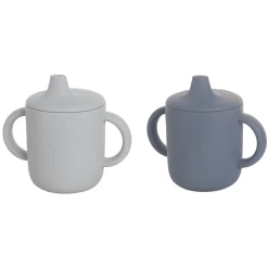 The Cotton Cloud Trinklerntassen Set Aus Silikon, Lili Der Bär, Indigo/Sky